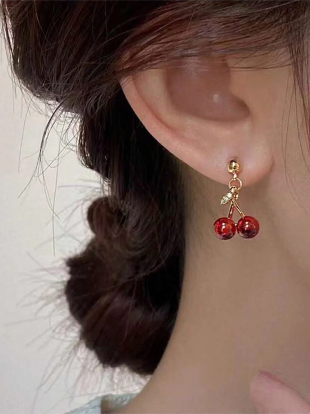 Gold Cherry Drop Earrings M819